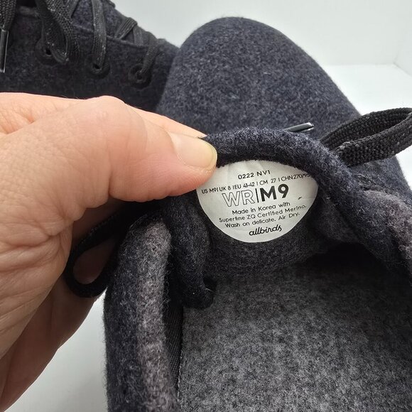 allbirds | wool runner dark grey monochrome sporty low-top sneakers | MENS 9 - Picture 5 of 9